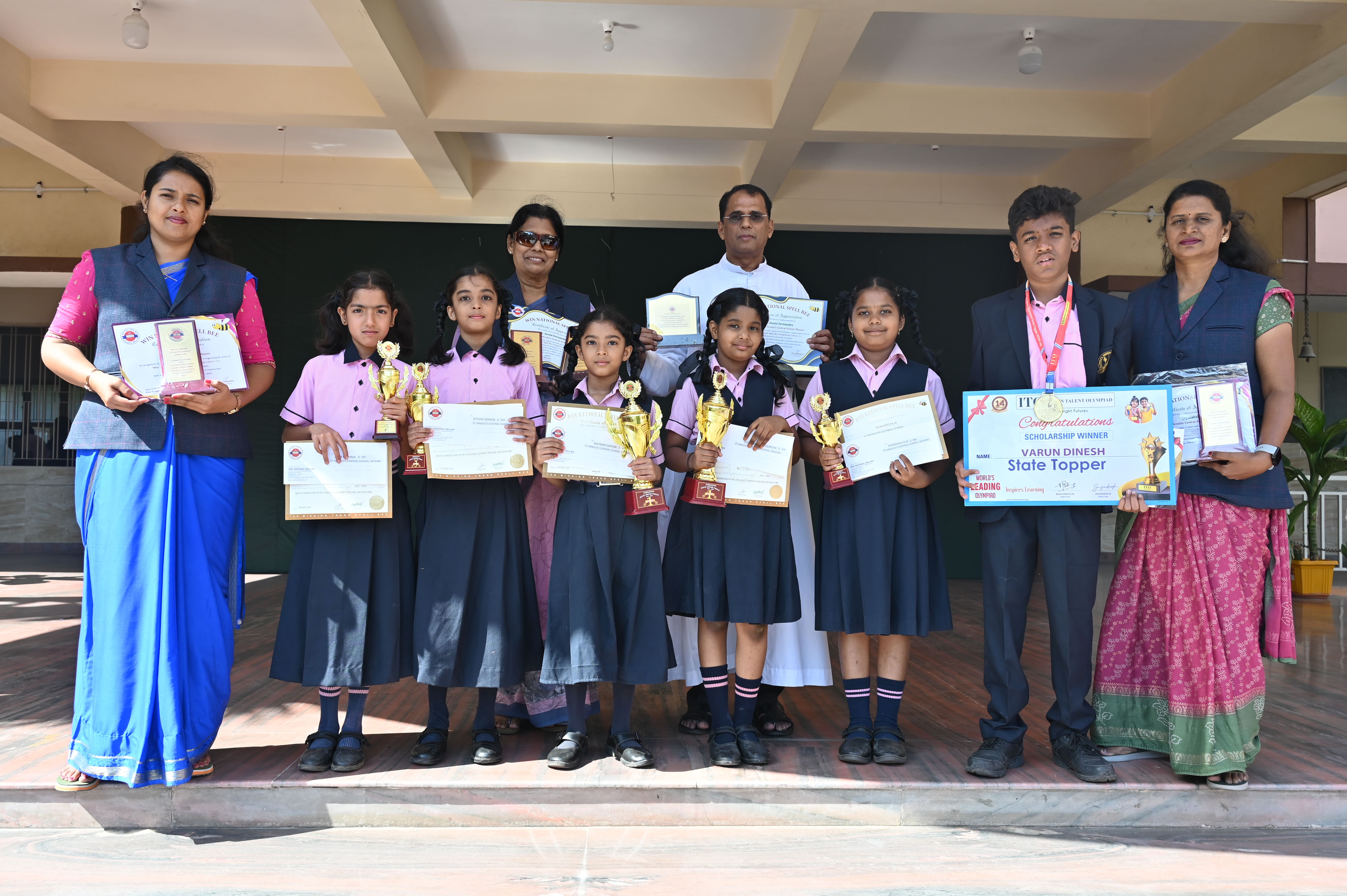 Rank Holders of Spell Bee competition and Olympiad Examinations at St. Arnold’s Central School 2025-26